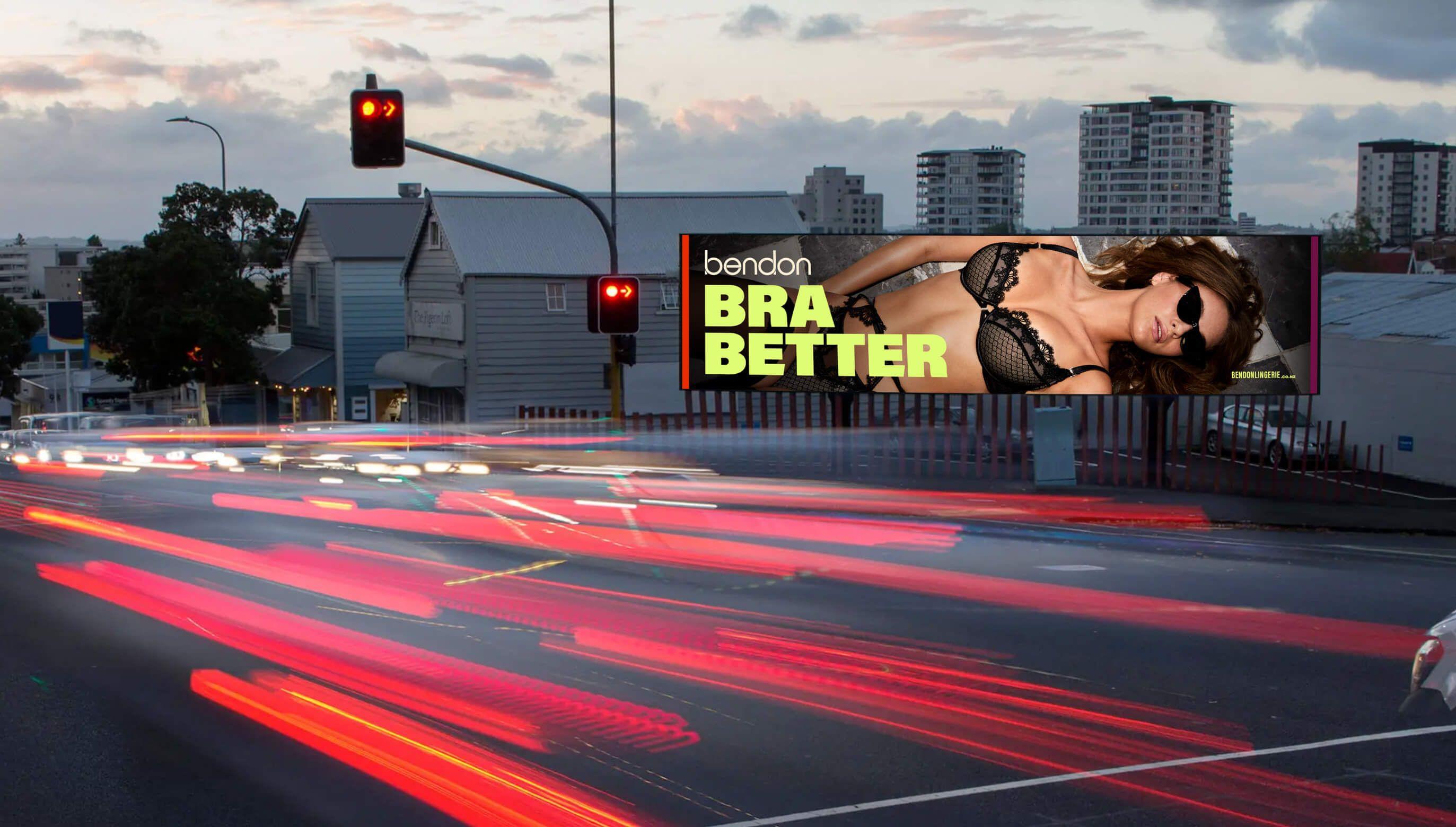 Large outdoor billboard of women in bra for Bendon