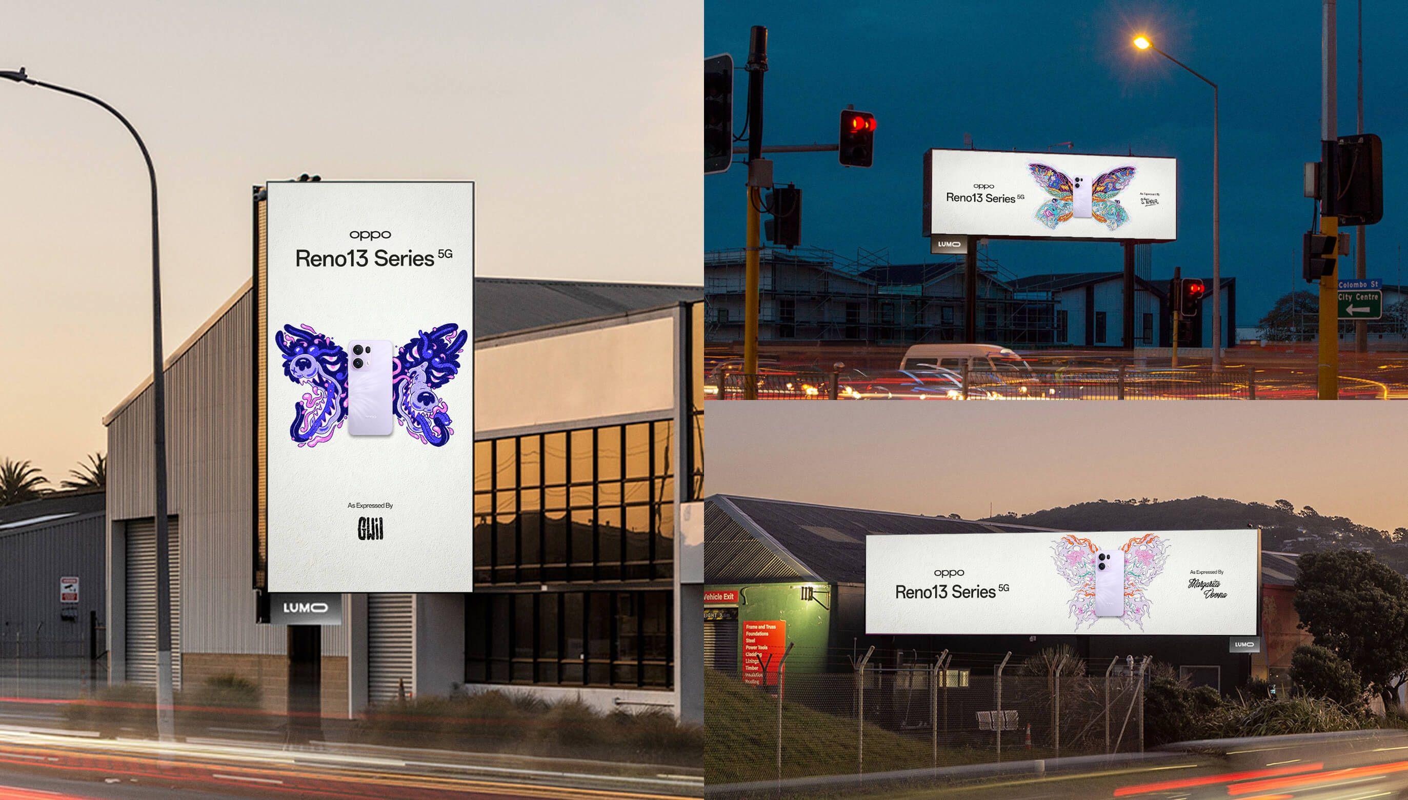 3 Billboards displaying OPPO Reno13 creative