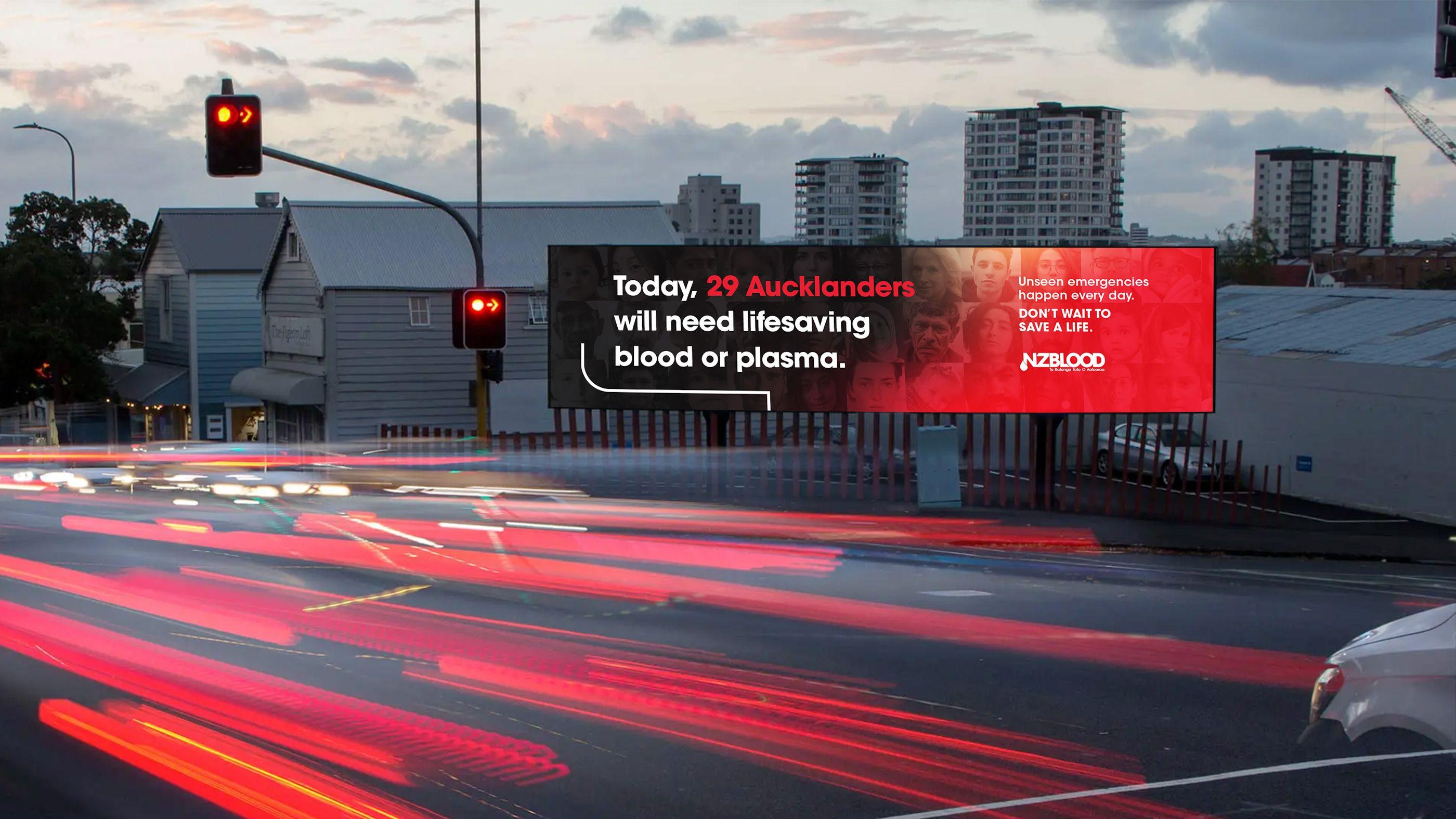 A photograph displaying the advert produced for NZBlood by our Media team.